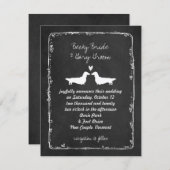 Invitation Long Haired Dachshund Mariage de silhouettes (Devant / Derrière)