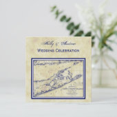 Invitation Long Island The Hamptons Map Distressed Mariage SQ (Debout devant)