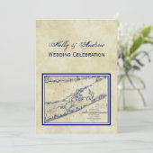 Invitation Long Island The Hamptons Map Distressed VC Mariage (Debout devant)
