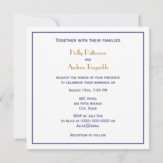 Invitation Long Island The Hamptons Map Mariage SQ (Dos)