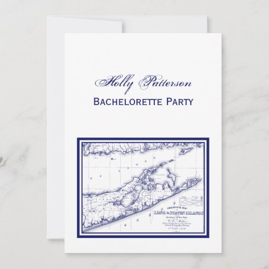 Invitation Long Island The Hamptons Map VC Bachelorette Party (Devant)