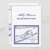 Invitation Long Island The Hamptons Map VC Bachelorette Party (Devant / Derrière)