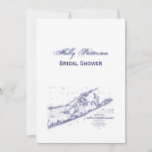 Invitation Long Island The Hamptons Map VC Fête des mariées (Devant)