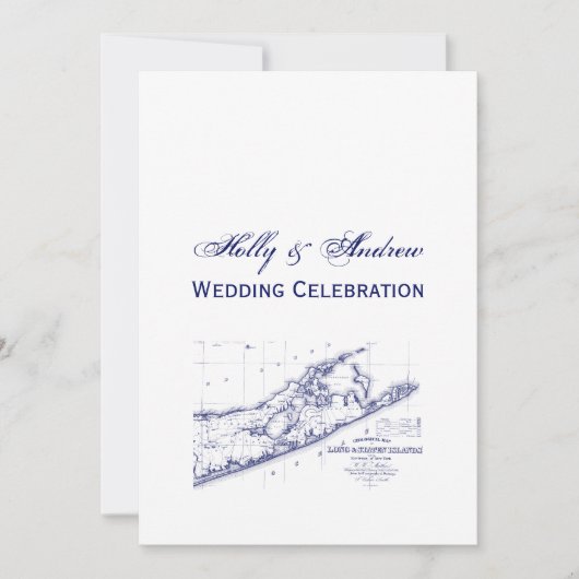 Invitation Long Island The Hamptons Map VC Mariage (Devant)