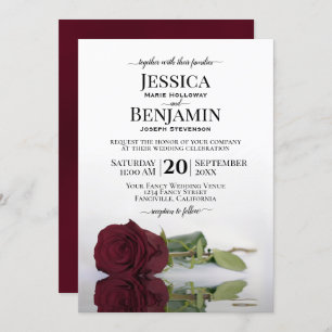 Invitation Long Stemmed Romantique Bourgogne Rose Chic Mariag