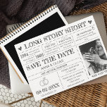 Invitation Long Story Mariage court Enregistrer La Date Photo<br><div class="desc">Voici notre extraordinaire "Long Story Short" Save the Date Cards, conçu pour capturer l'essence de votre histoire d'amour unique et donner le ton à votre prochain mariage. Ces cartes vont au-delà du format traditionnel en présentant une chronologie captivante de votre voyage en couple, avec des souvenirs chéris, des jalons et...</div>