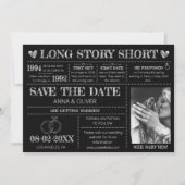 Invitation Long Story Mariage court Enregistrer La Date Photo (Devant)