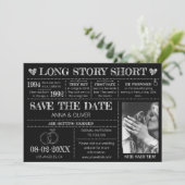 Invitation Long Story Mariage court Enregistrer La Date Photo (Debout devant)