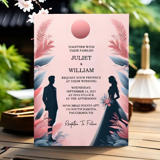 Invitation Long Tulle Regal Royal Glam Blush Mariage rose