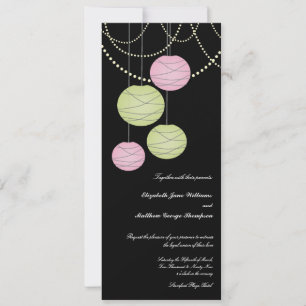 Invitation longtemps lanternes roses du Livre vert 4x9