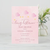 Invitation Longue Distance Baby shower Par Mail Girl Rose (Debout devant)