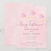 Invitation Longue Distance Baby shower Par Mail Girl Rose (Devant / Derrière)