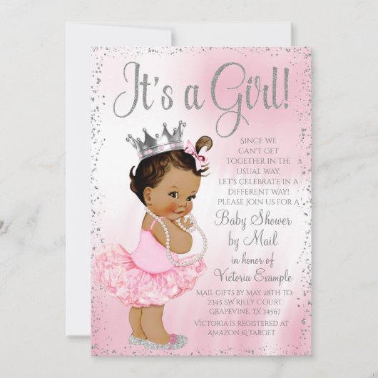 Invitation Longue distance Mail Ethnic Princess Baby shower (Devant)