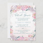 Invitation Longue distance rose fleurie nuptiale virtuelle do (Devant)