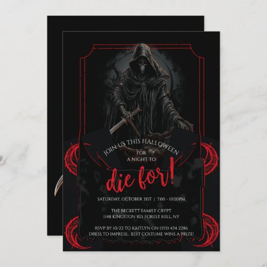 Invitation Longue épée du guerrier foncé (Devant / Derrière)