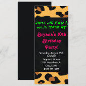 Invitation longue noire à motif animalier léopard  (Devant / Derrière)