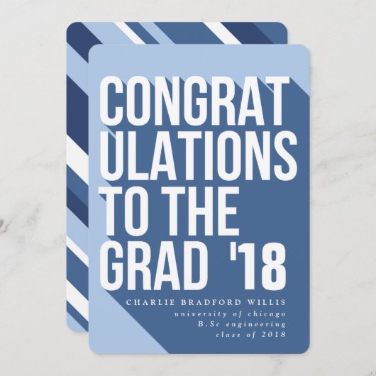 INVITATION LONGUE OMBRE FÉLICITATIONS À LA MARINE GRAD (Devant / Derrière)