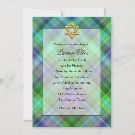 Invitation Look en couche bat mitzvah (Devant)
