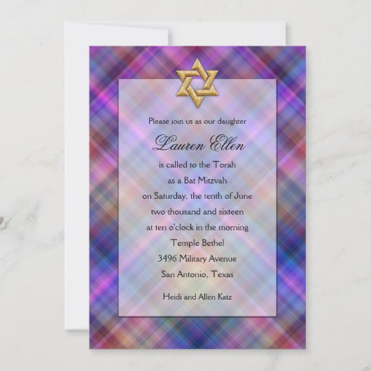 Invitation Look en couche bat mitzvah (Devant)