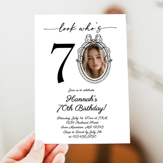 Invitation Look moderne Qui est 70 Photo Adulte Anniversaire