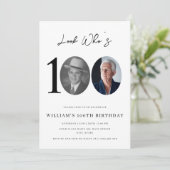 Invitation Look Who's 100 Birthday Modern Simple Photo (Debout devant)