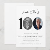 Invitation Look Who's 100 Birthday Modern Simple Photo (Devant / Derrière)