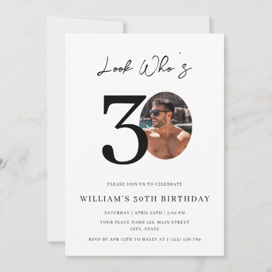 Invitation Look Who's 30 Birthday Modern Simple Photo  (Devant)