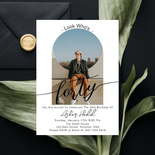 Invitation Look Who's 40 Modern Simple 40th Birthday Party