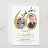 Invitation Look who's 60 elegant 2 photo 60th birthday party (Devant)