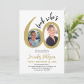 Invitation Look who's 60 elegant 2 photo 60th birthday party (Debout devant)