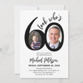 Invitation Look who's 60 modern photo 60th birthday party (Devant)