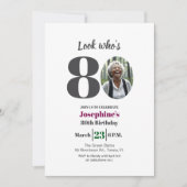 Invitation Look who's 80! Birthday Party Photo (Devant)