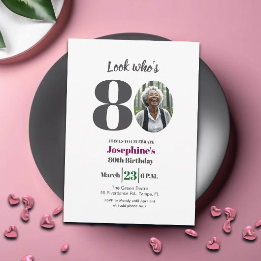 Invitation Look who's 80! Birthday Party Photo