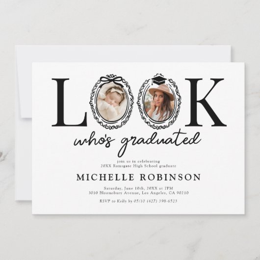 Invitation Look Whos Graduated Photo Graduation Party (Devant)