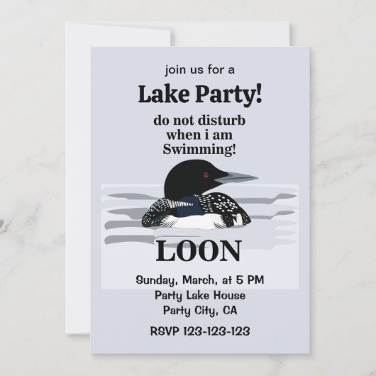 Invitation Loon Common Loon Bird Party Au Lac (Devant)