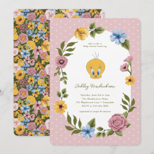 Invitation LOONEY TUNES™ Baby shower floral TWEETY™
