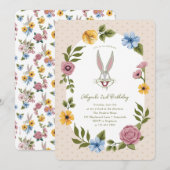 Invitation LOONEY TUNES™ | BUGS BUNNY™ Floral Anniversaire (Devant / Derrière)