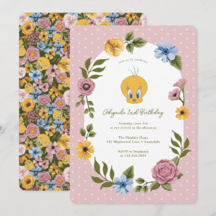 Invitation LOONEY TUNES™   TWEETY™ Floral Birthday