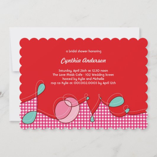 Invitation Loopy LOVE Plaids Bateau Chic Fête des mariées Par (Devant)