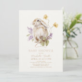 Invitation Lop Lapin Lapin Lapin Violet Lilac Baby shower Flo (Debout devant)