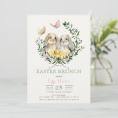 Invitation Lop Rabbit Bunny Chick Butterfly Easter Brunch (Debout devant)