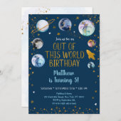 Invitation L'Or Bleu De L'Espace De Cet Anniversaire Mondial (Devant / Derrière)