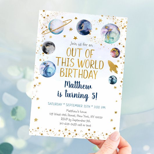 Invitation L'Or Bleu Galaxy De Cet Anniversaire Mondial