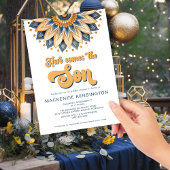 Invitation L'Or Bleu Ici Vient Le Baby shower Fils