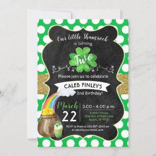 Invitation L'or d'anniversaire de la petite Shamrock St. Patr