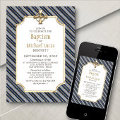 Invitation L'or de la marine des garçons frappe le baptême