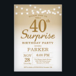 Invitation L'or de l'invitation Surprise 40e anniversaire<br><div class="desc">Invitation surprise 40e anniversaire avec auréole de cordes. Anniversaire de l'or. Anniversaire adulte. Hommes ou femmes Anniversaire Invitation. 13e 15e 16e 18e 20e 21e 30e 40e 50e 60e 70e 80e 90e 100e, n'importe quel âge. Pour plus de personnalisation, cliquez sur le bouton "Customiser" et utilisez notre outil de conception pour...</div>