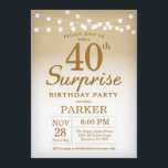 Invitation L'or de l'invitation Surprise 40e anniversaire<br><div class="desc">Invitation surprise 40e anniversaire avec auréole de cordes. Anniversaire de l'or. Anniversaire adulte. Hommes ou femmes Anniversaire Invitation. 13e 15e 16e 18e 20e 21e 30e 40e 50e 60e 70e 80e 90e 100e, n'importe quel âge. Pour plus de personnalisation, cliquez sur le bouton "Customiser" et utilisez notre outil de conception pour...</div>