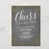 Invitation L'or de tableau encourage la partie de réveillon (Devant / Derrière)