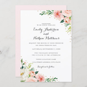 Invitation L'or floral rougissent mariage